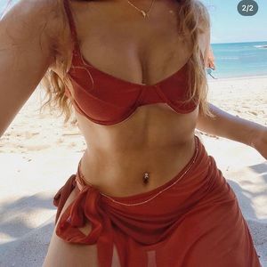 3 piece swim set in rust color